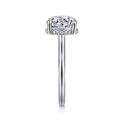 Aldon - 14K White Gold Round Halo Diamond Engagement Ring