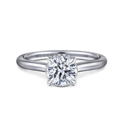 Aldon - 14K White Gold Round Halo Diamond Engagement Ring
