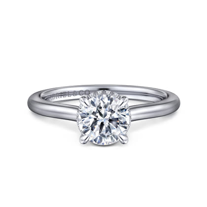 Aldon - 14K White Gold Round Halo Diamond Engagement Ring