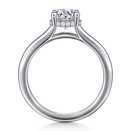 Aldon - 14K White Gold Round Halo Diamond Engagement Ring