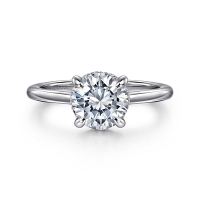 Aldon - 14K White Gold Round Halo Diamond Engagement Ring