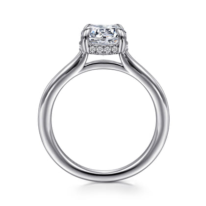 Aldon - 14K White Gold Round Halo Diamond Engagement Ring