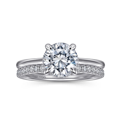 Aldon - 14K White Gold Round Halo Diamond Engagement Ring