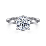 Aldon - 14K White Gold Round Halo Diamond Engagement Ring