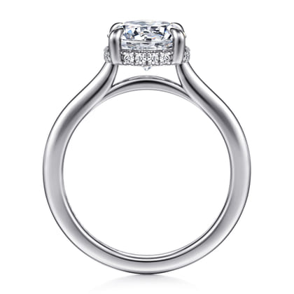 Aldon - 14K White Gold Round Halo Diamond Engagement Ring