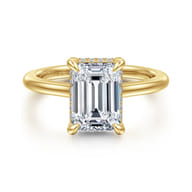 Aldon - 14K Yellow Gold Emerald Cut Diamond Engagement Ring