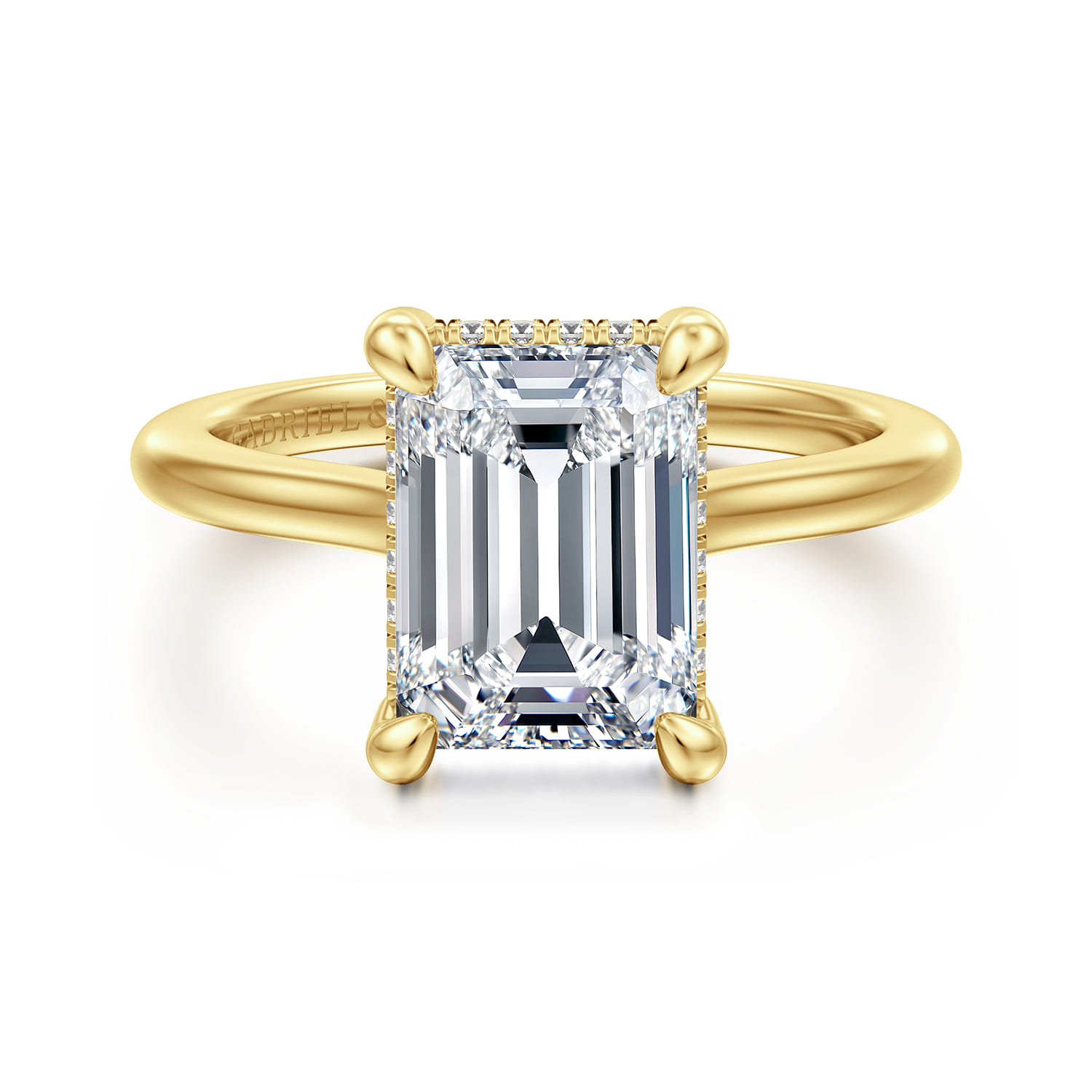 Aldon - 14K Yellow Gold Emerald Cut Diamond Engagement Ring