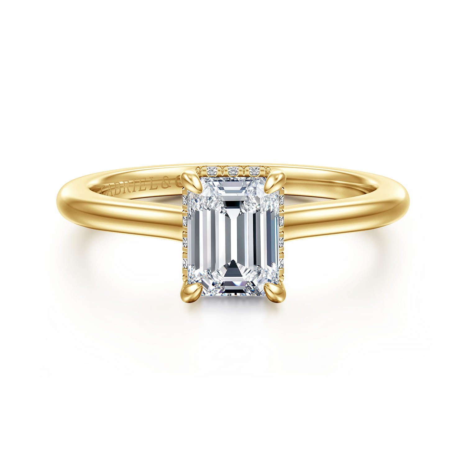 Aldon - 14K Yellow Gold Emerald Cut Diamond Engagement Ring
