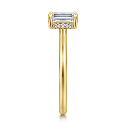 Aldon - 14K Yellow Gold Emerald Cut Diamond Engagement Ring