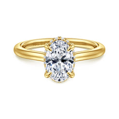 Aldon - 14K Yellow Gold Oval Diamond Engagement Ring