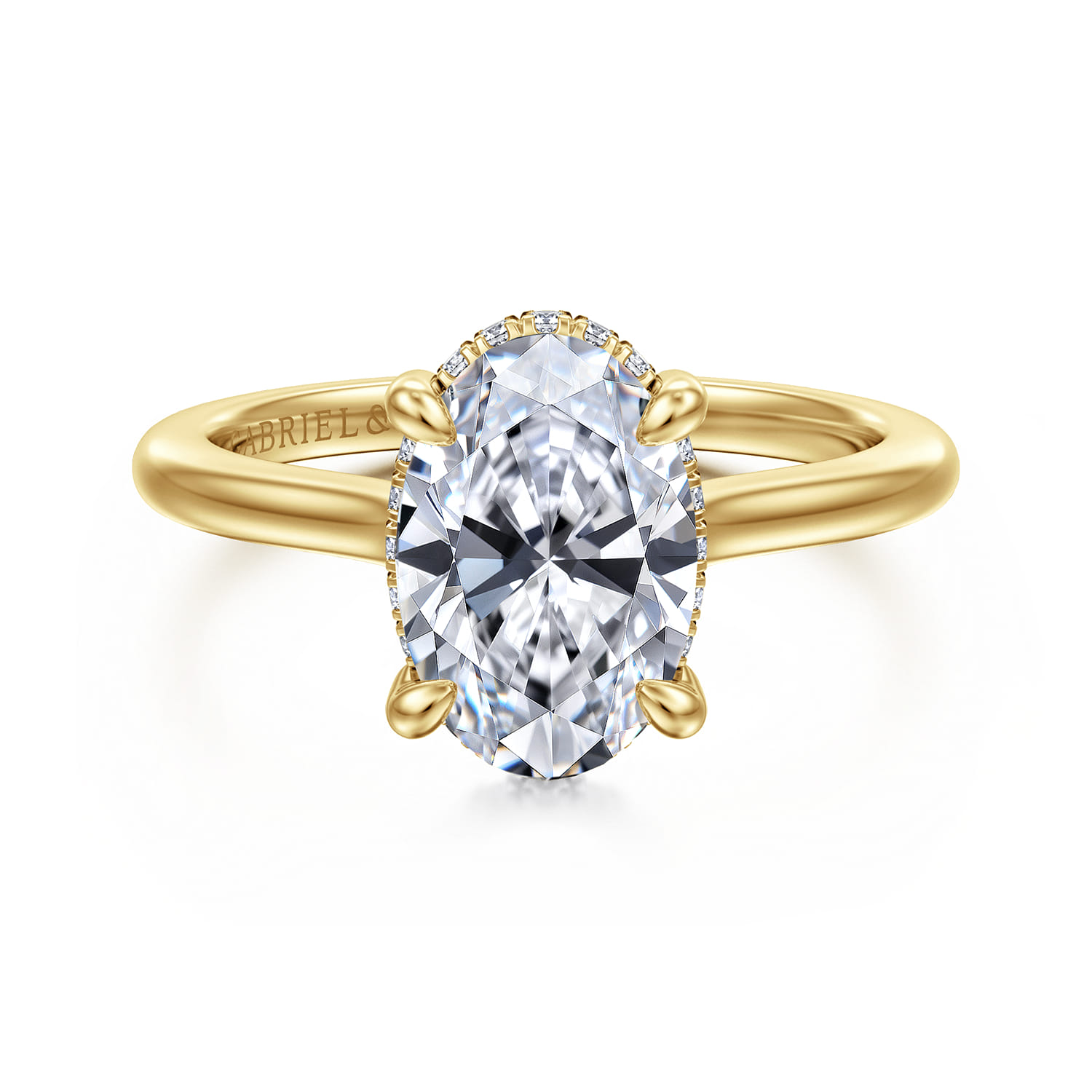 Aldon - 14K Yellow Gold Oval Diamond Engagement Ring