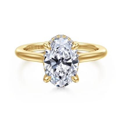 Aldon - 14K Yellow Gold Oval Diamond Engagement Ring