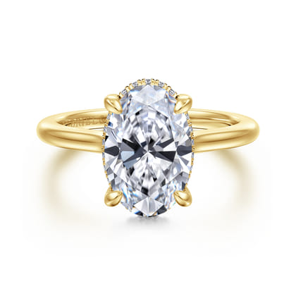 Aldon - 14K Yellow Gold Oval Halo Diamond Engagement Ring
