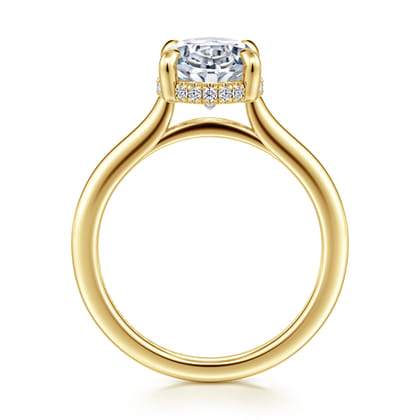 Aldon - 14K Yellow Gold Oval Halo Diamond Engagement Ring
