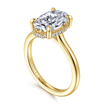 Aldon - 14K Yellow Gold Oval Halo Diamond Engagement Ring