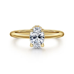 14K Yellow Gold Oval Halo Diamond Engagement Ring