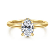 Aldon - 14K Yellow Gold Oval Halo Diamond Engagement Ring