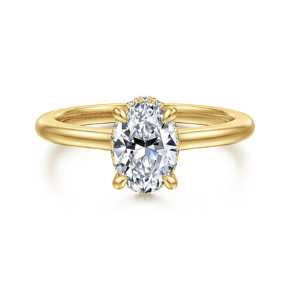 Aldon - 14K Yellow Gold Oval Halo Diamond Engagement Ring