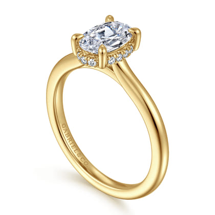 Aldon - 14K Yellow Gold Oval Halo Diamond Engagement Ring