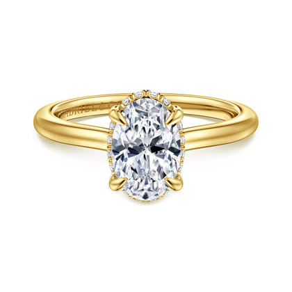 Aldon - 14K Yellow Gold Oval Halo Diamond Engagement Ring