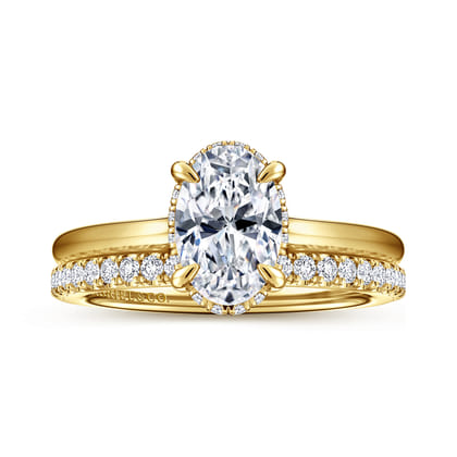 Aldon - 14K Yellow Gold Oval Halo Diamond Engagement Ring