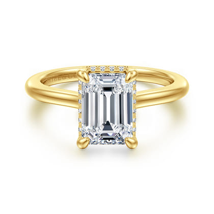 Aldon - 14K Yellow Gold Radiant Cut Halo Diamond Engagement Ring