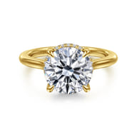 Aldon - 14K Yellow Gold Round Halo Diamond Engagement Ring