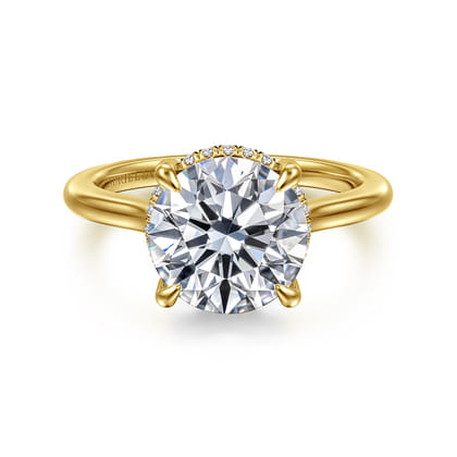 Aldon - 14K Yellow Gold Round Halo Diamond Engagement Ring