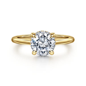 Aldon - 14K Yellow Gold Round Halo Diamond Engagement Ring