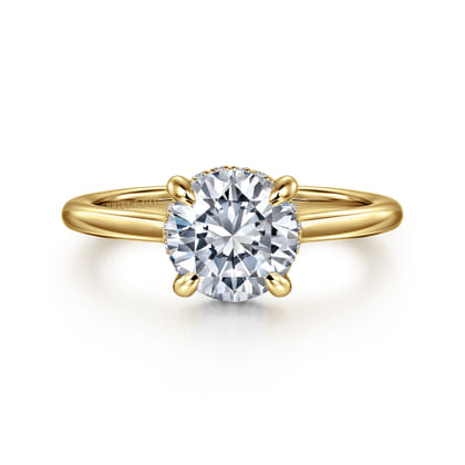 Aldon - 14K Yellow Gold Round Halo Diamond Engagement Ring