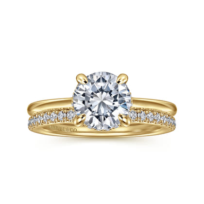Aldon - 14K Yellow Gold Round Halo Diamond Engagement Ring