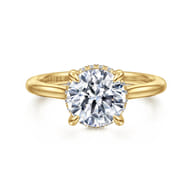 Aldon - 14K Yellow Gold Round Halo Diamond Engagement Ring