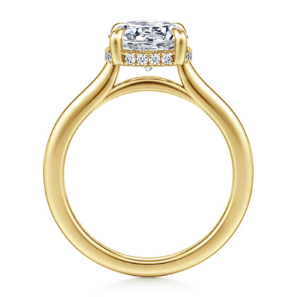 Aldon - 14K Yellow Gold Round Halo Diamond Engagement Ring