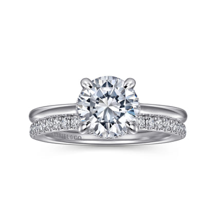 Aldon - Platinum Round Halo Diamond Engagement Ring