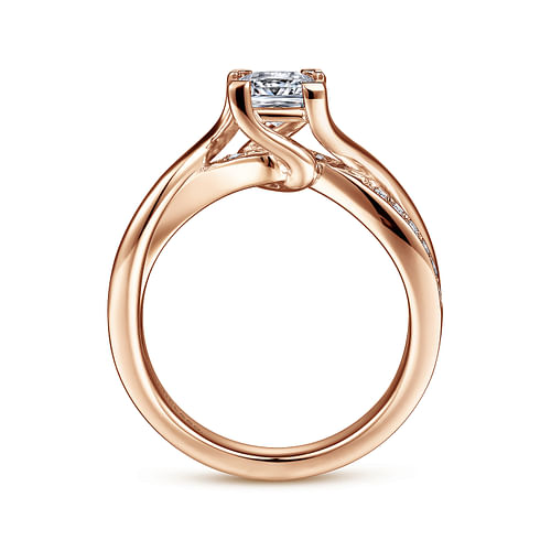 Aleesa - 14K Rose Gold Twisted Princess Cut Diamond Engagement Ring - 0.11 ct - Shot 2