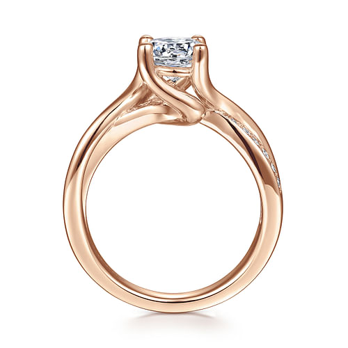 Aleesa - 14K Rose Gold Twisted Round Diamond Engagement Ring - 0.14 ct - Shot 2