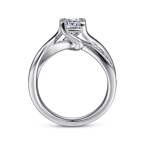 Aleesa - 14K White Gold Princess Cut Twisted Diamond Engagement Ring - 0.11 ct - Shot 2