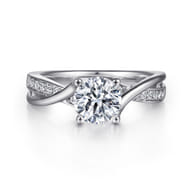 Aleesa - 14K White Gold Round Bypass Diamond Engagement Ring