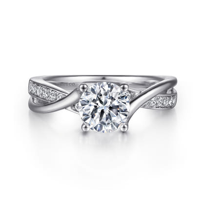 Aleesa - 14K White Gold Round Bypass Diamond Engagement Ring