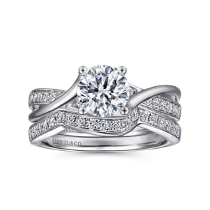 Aleesa - 14K White Gold Round Bypass Diamond Engagement Ring