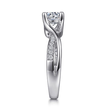 Aleesa - 14K White Gold Round Bypass Diamond Engagement Ring