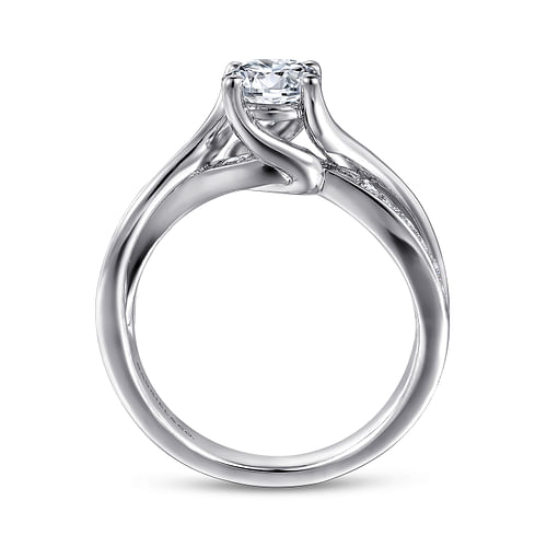 Aleesa - 14K White Gold Round Twisted Diamond Engagement Ring - 0.13 ct - Shot 2