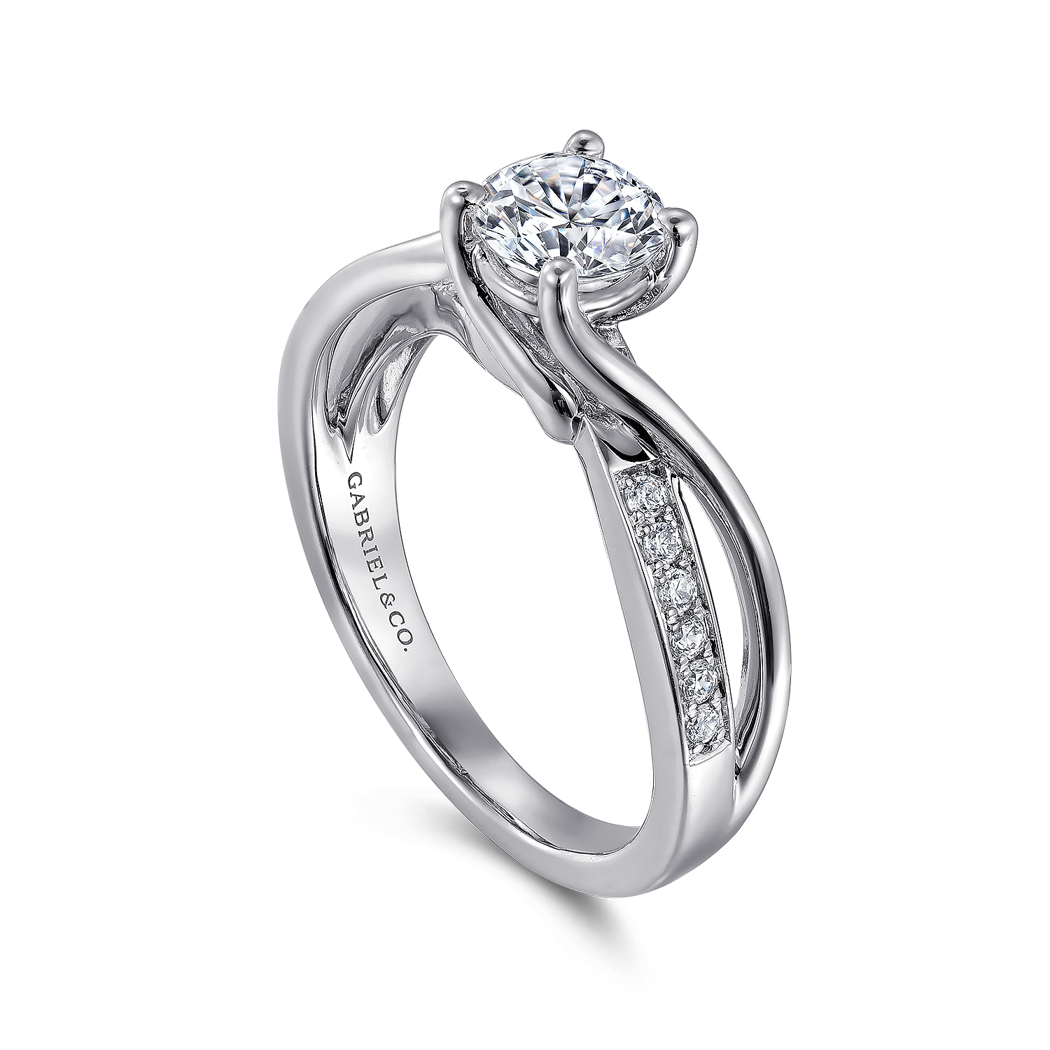 Aleesa - 14K White Gold Round Twisted Diamond Engagement Ring - 0.13 ct - Shot 3