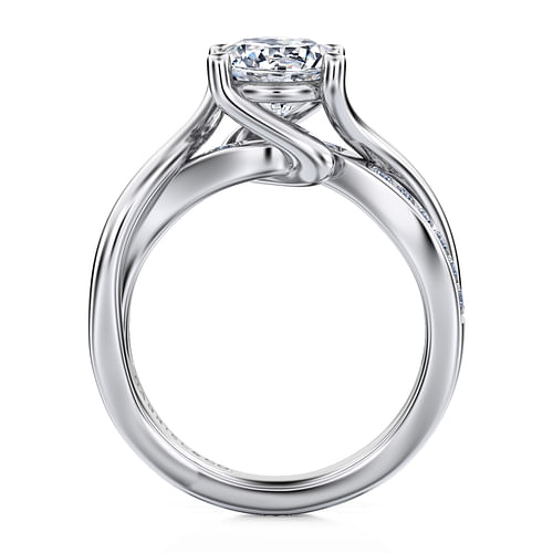 Aleesa - 14K White Gold Round Twisted Diamond Engagement Ring - 0.18 ct - Shot 2
