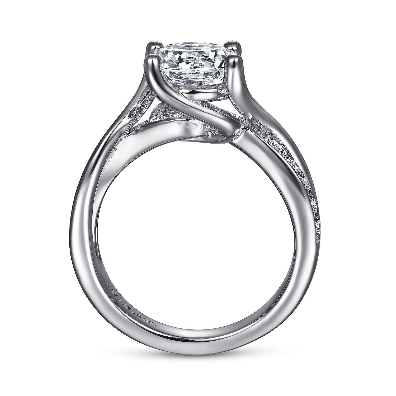 Aleesa - 14K White Gold Round Twisted Diamond Engagement Ring - 0.25 ct - Shot 2