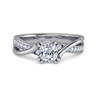 Aleesa - 14K White Gold Twisted Cushion Cut Diamond Engagement Ring