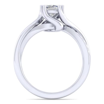 Aleesa - 14K White Gold Twisted Cushion Cut Diamond Engagement Ring