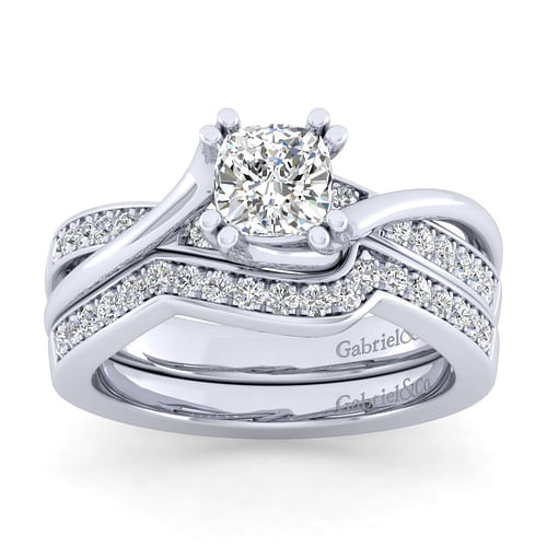 Aleesa - 14K White Gold Twisted Cushion Cut Diamond Engagement Ring - 0.15 ct - Shot 4