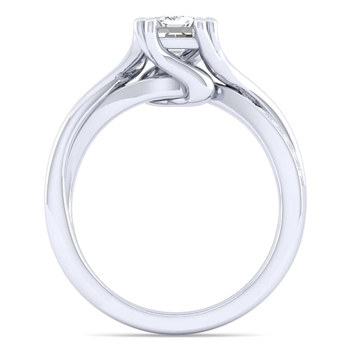 Aleesa - 14K White Gold Twisted Emerald Cut Diamond Engagement Ring - 0.15 ct - Shot 2