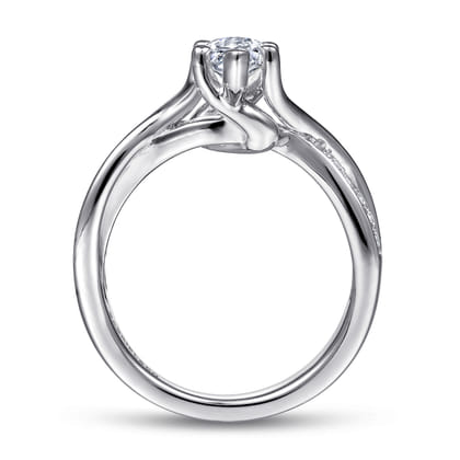 Aleesa - 14K White Gold Twisted Marquise Shape Diamond Engagement Ring